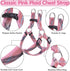 BINGPET Adjustable No Pull Dog Harness Collar Leash Set, Classic Plaid for Small Medium Large Dogs (Pink, M)