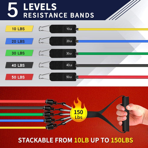WHATAFIT Resistance Bands, Exercise Bands for Working Out, Work Out Bands with Handles for Fitness Training