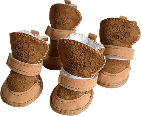 URBEST Dog Boots for Small Dogs - Winter Booties (4#, Brown)