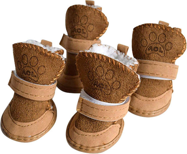 URBEST Dog Boots for Small Dogs - Winter Booties (4#, Brown)