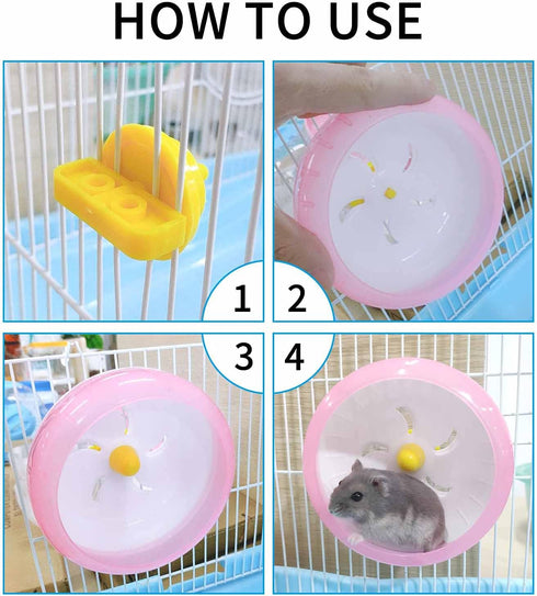 WishLotus Silent Hamster Running Wheel, Pink Exercise Toy for Dwarf Hamster, Cage Accessory for Golden Silk Shih Tzu