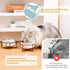 Dazzling Ceramic Elevated Cat Bowls, Raised Dog & Cat Food Water Bowls for Indoor Use (Pink)