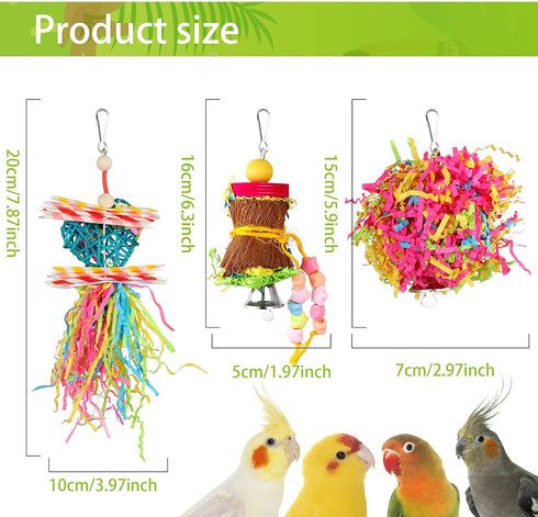 YUEPET 4 Pack Bird Shredder Toys - Small Parrot Chewing Toys for Parakeets, Parrotlets, Lovebirds, Cockatiels