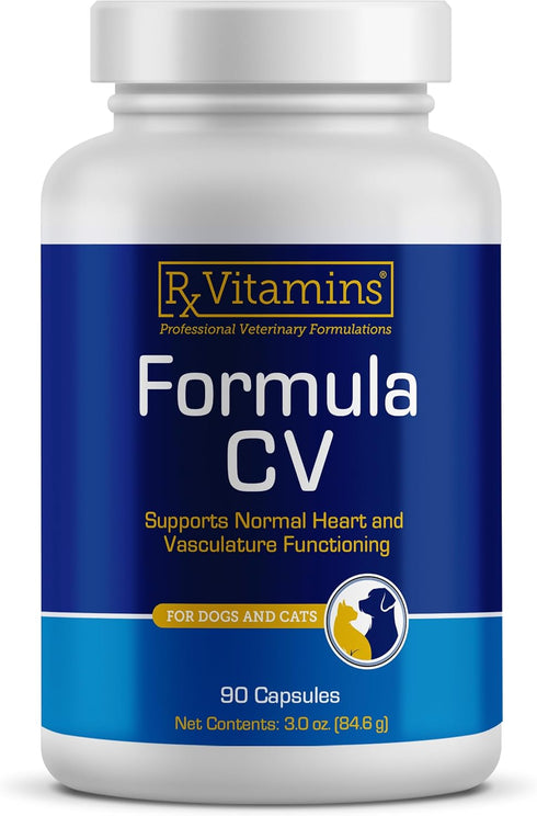 Rx Vitamins Formula CV, Hawthorn Berry Capsules with Taurine for Dogs & Cats - Heart Health Supplements - 90ct