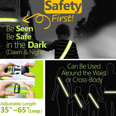 High Visibility Reflective Sash for Walking at Night, Perfect Substitution Reflective Vest, Reflective Jacket, Running