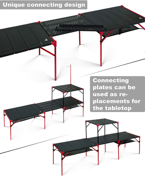 Backpacking iClimb Extendable Folding Table Large Tabletop Area Ultralight Compact with Hollow Out Tabletop for Camping