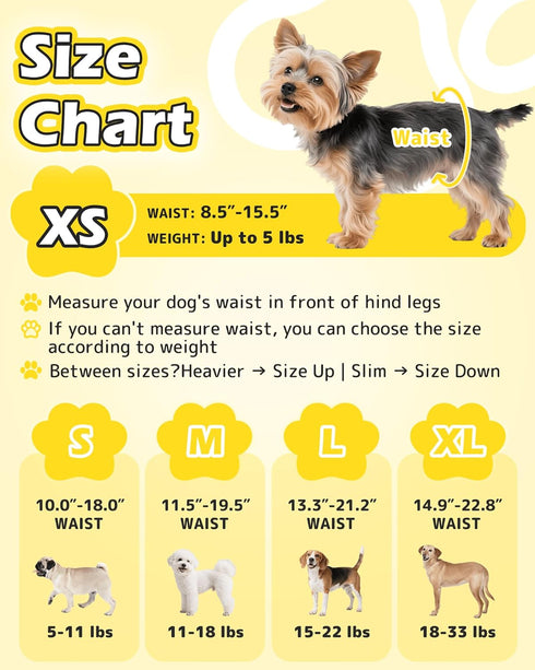 360 Dogs-16Pcs Dono Dog Diapers Female with Stretchy Waist, Disposable Full Wrap Puppy in Heat Period Diapers