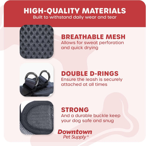 Downtown Pet Supply No Pull Step in Dog Harness, X-Large Charcoal - Adjustable Padded Mesh Fabric with Reflective Trim
