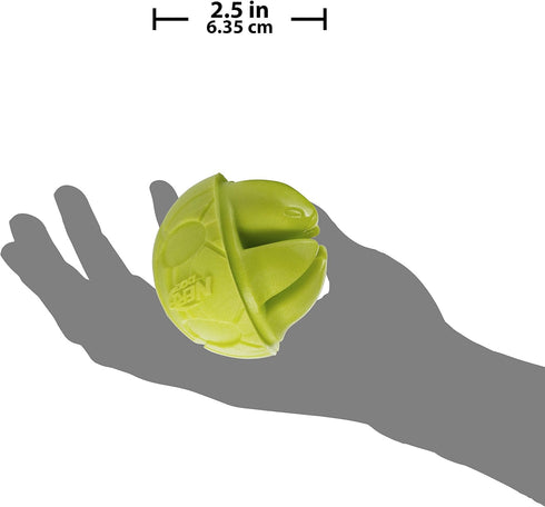 Nerf Dog Turtle Ball Dog Toy, Interactive Squeaker, Lightweight, 2.5 Inches, Green