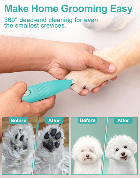 Dog Grooming Clippers, Paw Trimmer with Detachable Ceramic Blade for Small Areas, Low Noise Grooming Shaver for Cats