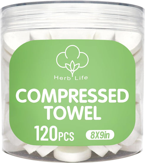 Herb Life 120 Pcs Mini Compressed Towels, Disposable Face Compressed Towel, Compressed Cotton Hand