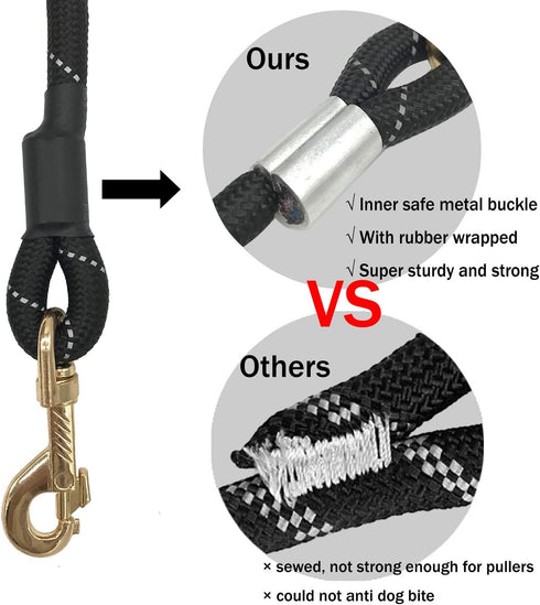 Reflective Nylon Dog Rope Lead - Training Dog Leash with Soft Handle - 8-20 FT Long Green (Dia: 0.5" 8FT)