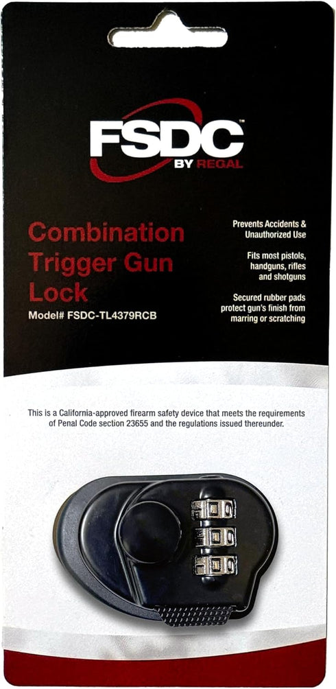 Firearm Safety Devices – FSDC-TL4379RCB Resettable 3-Digit Combination Trigger Gun Lock, Durable Black Metal Alloy