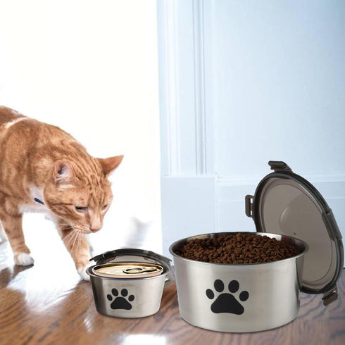 Lolytama Container,118 oz Containers,2 Canned Cat Food Storage Cat Food Storage Container with Airtight Lid,Stainless