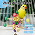 FALESHOS 2 Pcs Parakeet Toys, Natural Wood Spinner with Bells, Hanging Cage Accessories for Small Moderate Birds