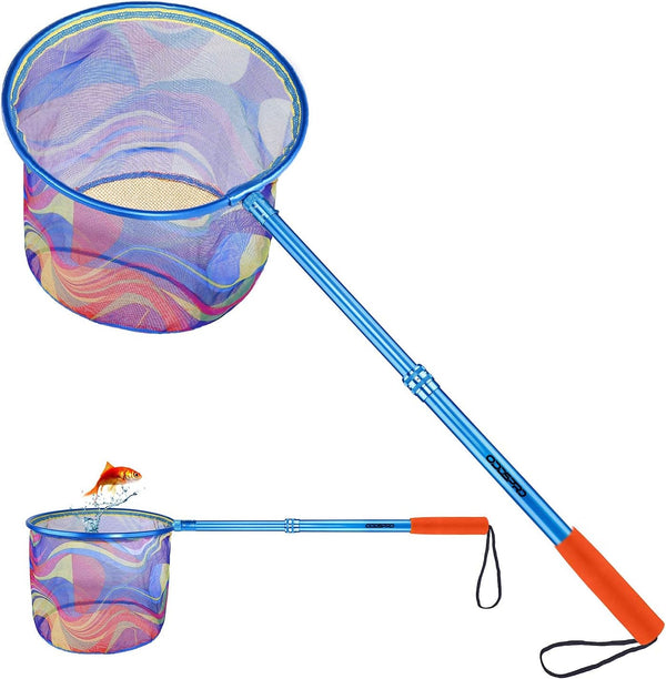 Kids Fishing Net - Telescoping Bait, Minnow, and Butterfly Net, 11.4" Depth, Handle Extends to 30"