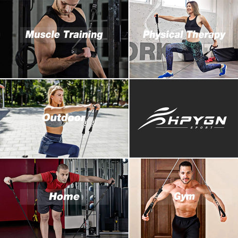 HPYGN Resistance Bands Set, 150lb/200lb/250lb, 5 Tube Fitness Bands with Handles, Door Anchor, Portable Bag
