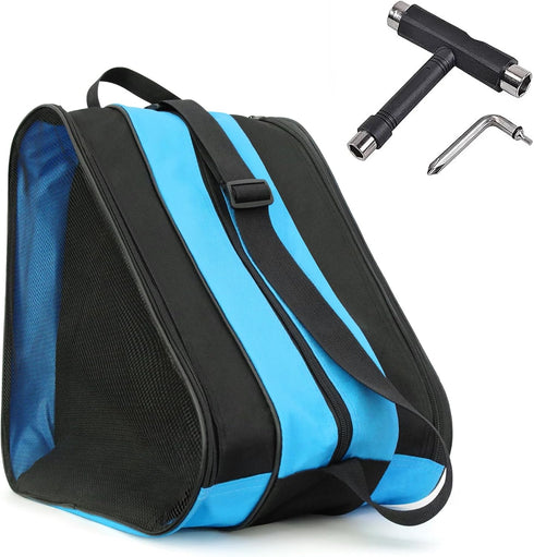 Qavctw Ice Skate Roller Skate Bag with T Tool, Adjustable Shoulder Strap, Top Handle, Premium Oxford Cloth