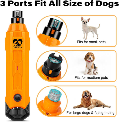 6-Speed Trimmer Casfuy Dog Nail Grinder - Newest Enhanced Pet Nail Grinder Super Quiet Rechargeable Electric Dog Nail