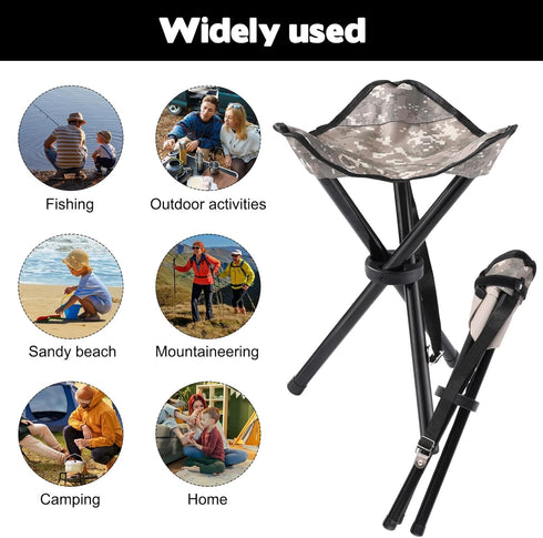 CebraBounze 14.6 inches 210 lbs Travel Folding Camping Stool, Lightweight Outdoor Tripod Chair and Maximum weight