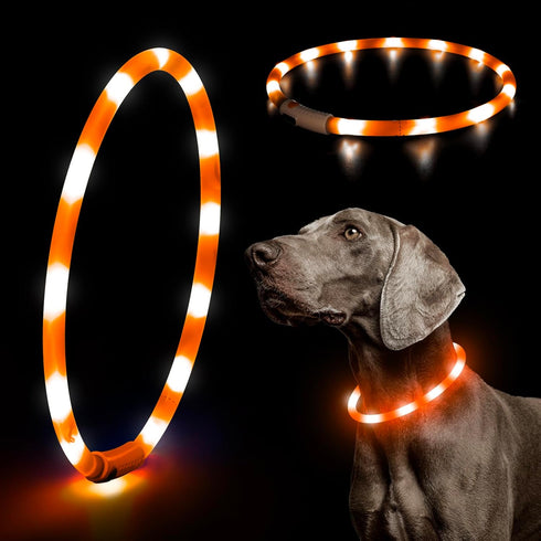 HIGO LED Dog Collar - Rechargeable Light Up Dog Collars, Lightweight Silicone Pet Safety Collar Lights for Night
