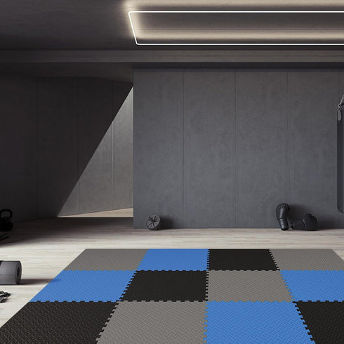 Signature Fitness Puzzle Exercise Mat with EVA Foam Interlocking Tiles for Home Gym