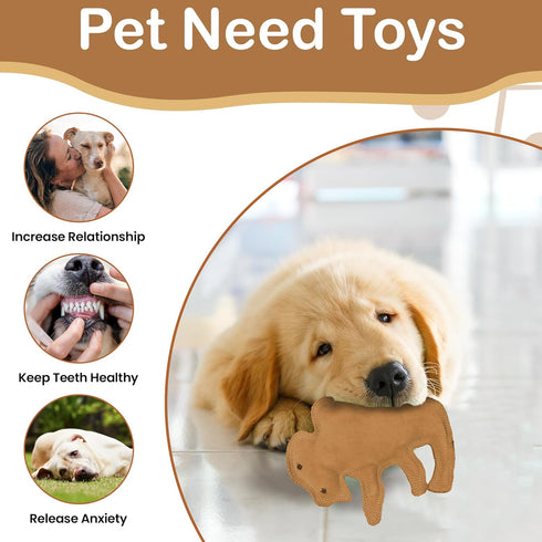 SPOT Dura-Fused Leather Buffalo Dog Toy with Squeaker, Real Leather and Jute Fabric for Aggressive Chewers