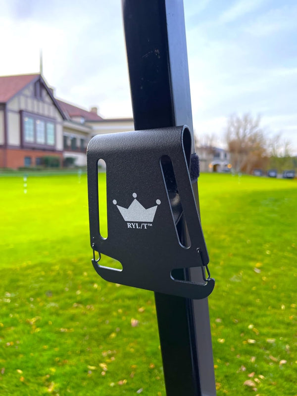 Golf Metal Landing Pad I Magnetic Cart Attachment or Bag Clip for Quick Use of Golf Gear & Accessories - Velcro Strap