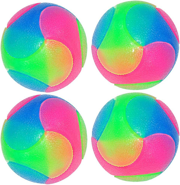 FineInno 4 pcs Large Light Up Dog Balls - Flashing Elastic Glow in The Dark Interactive Pet Toys