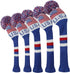 Scott Edward Knit Golf Club Cover Set of 5 with Pom, USA Flag, Protect Driver Wood and Fairway Wood