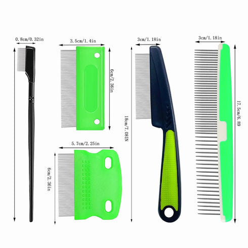 5 Pieces Pet Grooming Comb, Rubber Handle Dog Hair Comb for Removing Eye Mucus, Knots, Mats, and Tangles