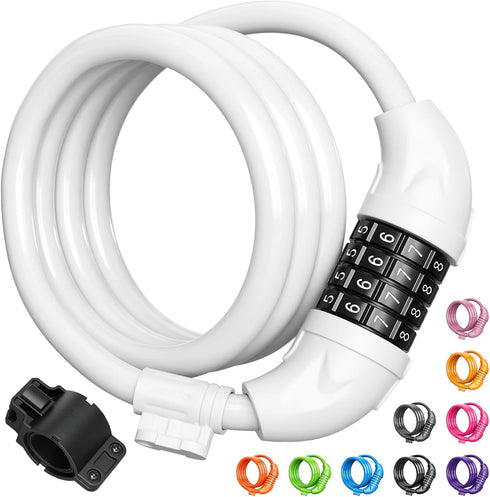 Titanker Bike Lock - 4 Feet Cable Lock 1/2 Inch Resettable Combination with Mounting Bracket for Bicycle