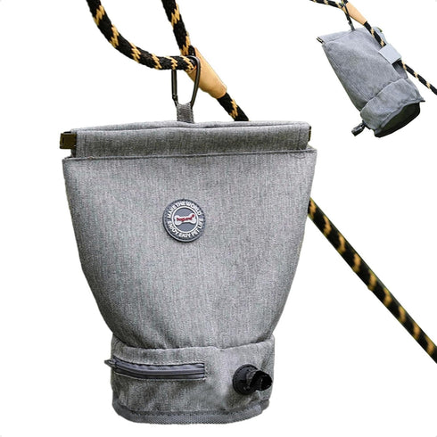 Dog Walking Bag with Poop Bag Dispenser, Portable Pet Poop Pouch for Leash, Harness & Waist, Reusable Smell Proof