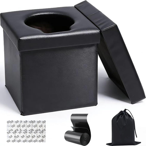 Tfulad 4-in-1 Outdoor Foldable Portable Toilet with Lid - Instant Setup, Waterproof, Odor-Proof,