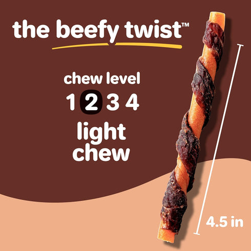100% 14 Count Hartz Oinkies Beefy Twists with Real Beef Flavorful Beefhide-Free Natural Dog Treats