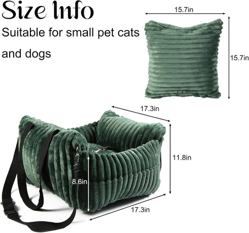 30 lbs, Dog Car Booster Seat, for Small Dogs Under Detachable Washable Travel Bed with Storage Pockets and Safety Belt