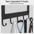 LSK Yoga Mat Holder Wall Mount, Black Storage Rack for Home Gym with 5 Hooks for Fitness Accessories