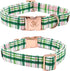 Elegant Little Tail Dog Collar with Bow - Pink with Green Plaid, Adjustable Cute Bowtie Pet Collar for X-Small Puppy