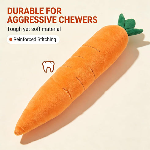 Generic Squeaky Carrot Dog Toy for Aggressive Chewers, Durable Chew Toy for Puppies Small Medium Large Dogs