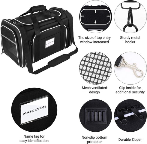 Expandable Pet Carrier with Mesh Pockets, Shoulder Strap, Washable Pads - Suitable for 2 Cats, Kittens, Puppies, Dogs