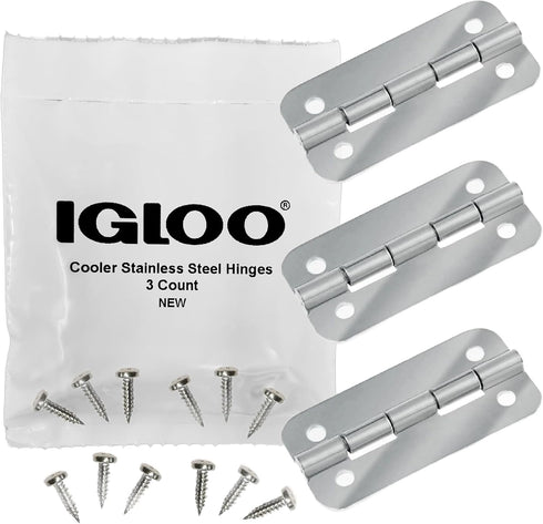 Igloo Cooler Heavy Duty Stainless Steel Hinges for Ice Chests (Set of 3)