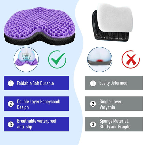 Kayak Seat Cushion, Thicken Anti Slip Waterproof Gel Pad for Canoe Rowing, Portable Dinghy for Fishing Kayak