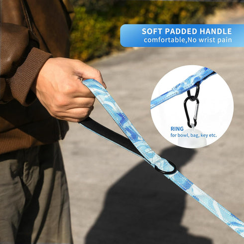 voopet Tactical Bungee Dog Leash, 4 FT Shock Absorbing Heavy Duty Leash for Medium Large Dogs, Smudge Blue