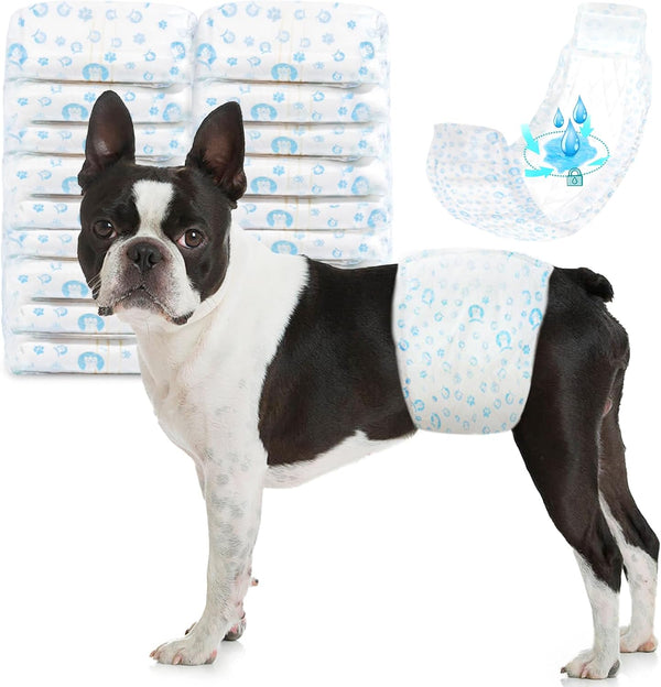 Dog Diapers Male 100Ct, Male Dog Diapers Disposable with Wetness Indicator, Adjustable