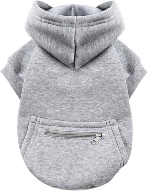 Jecikelon Pet Dog Cold Weather Coat with Pocket, Winter Dog Hoodie for Small Dogs Chihuahua (Small, Y02-Grey)