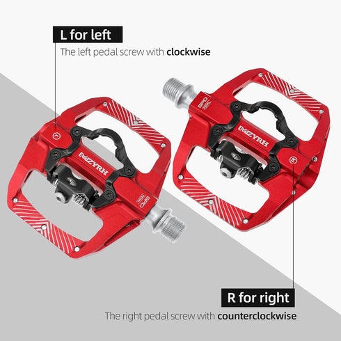 MTB Mountain Bike Pedals by Pedal, Compatible with Dual Function Sealed Clipless Aluminum 9/16" Flat Platform with