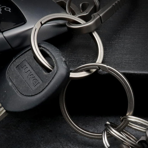 Side Pushing Titanium Key Rings for Key Carabiner, Quick Release EDC Split Rings