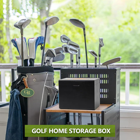 Golf Scorecard Collection Box with 5 Wooden Dividers - Organizer for Scorecards, Photos, Keepsakes; Great Gifts for Dads