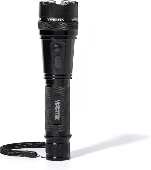 VIPERTEK VTS-195 Heavy Duty Aluminum Stun Gun for Self Defense, Rechargeable with LED Flashlight