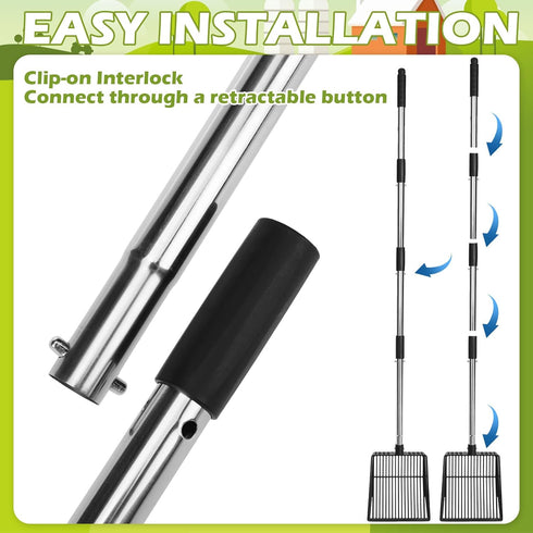 Accessories(22"-52.3") EXPAWLORER Large Chicken Poop Scooper,Adjustable Chicken Coop Rake with Stainless Steel Long